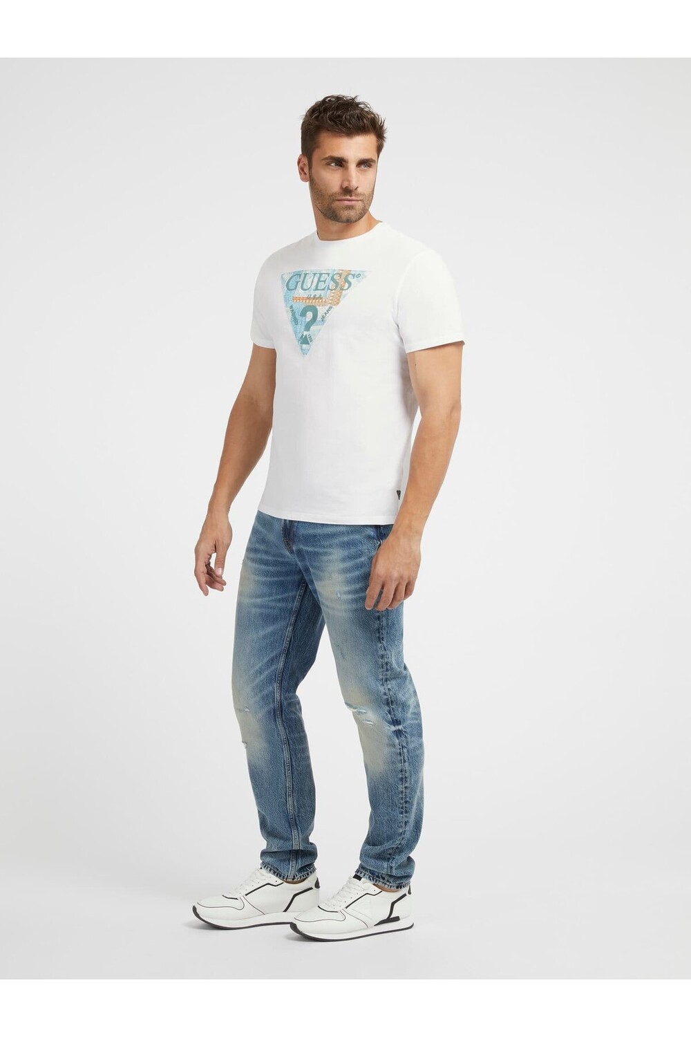 

Мужская футболка приталенного кроя Mosaic Guess, белый
