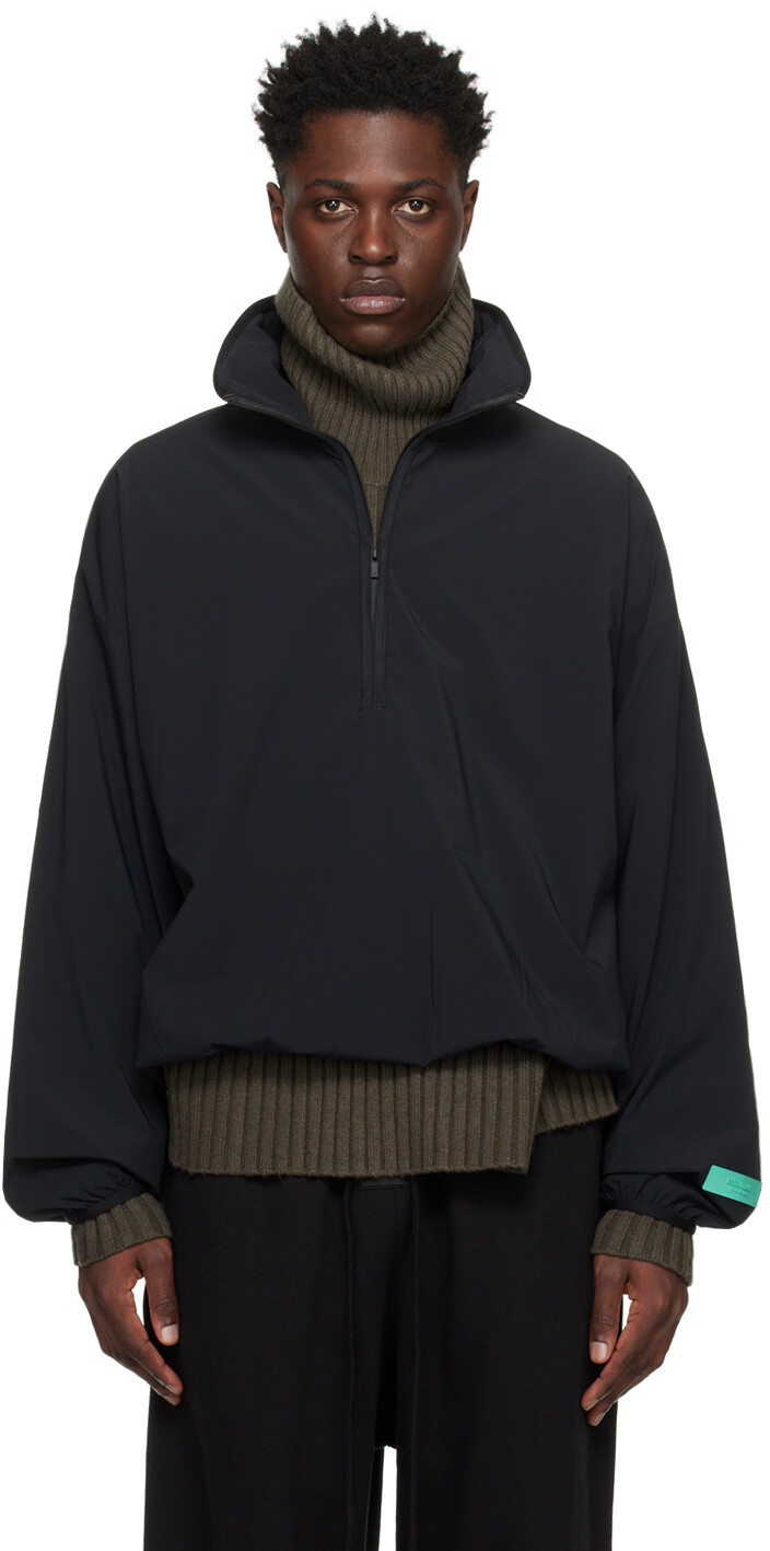 

Черная куртка на молнии до половины Fear Of God Essentials, цвет Jet black