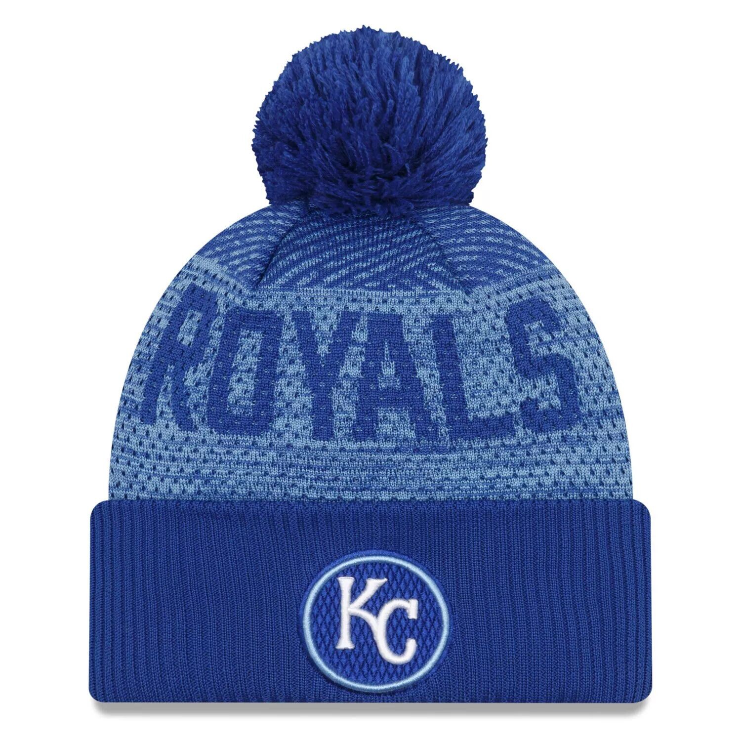 

Мужская спортивная вязаная шапка New Era Royal Kansas City Royals Authentic Collection с манжетами и помпоном