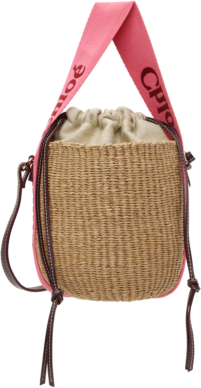 Маленькая бежево-розовая сумка-корзина Woody Chloe