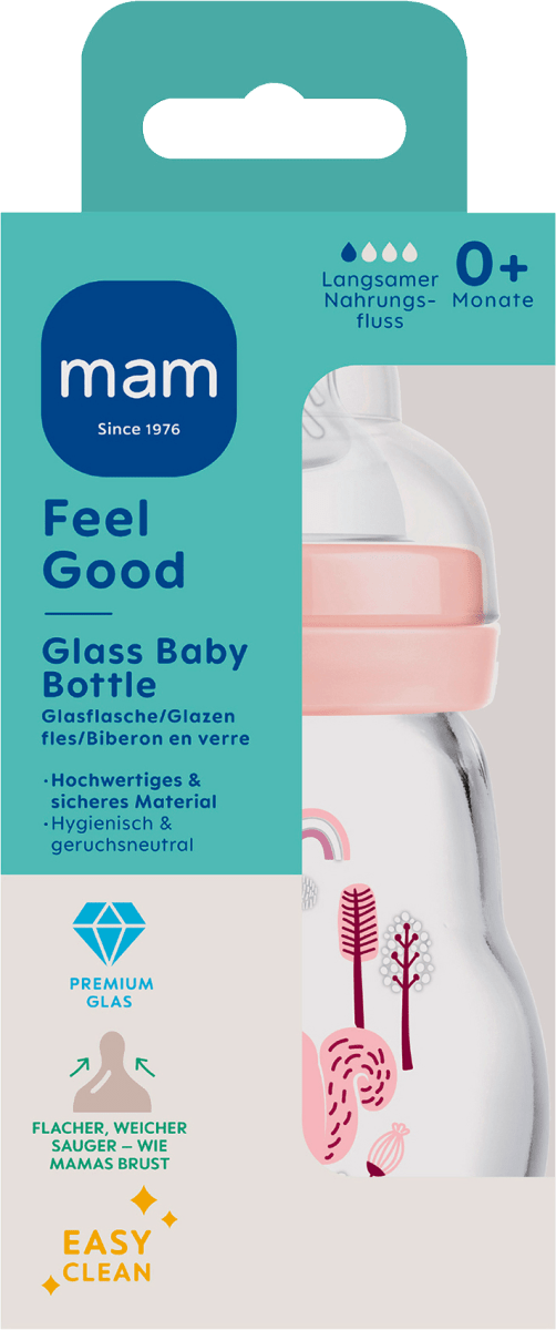 бутылка стеклянная альтернатива венера Детская бутылочка из стекла Feel Good матовая розовая с рождения 170 мл 1 шт. MAM