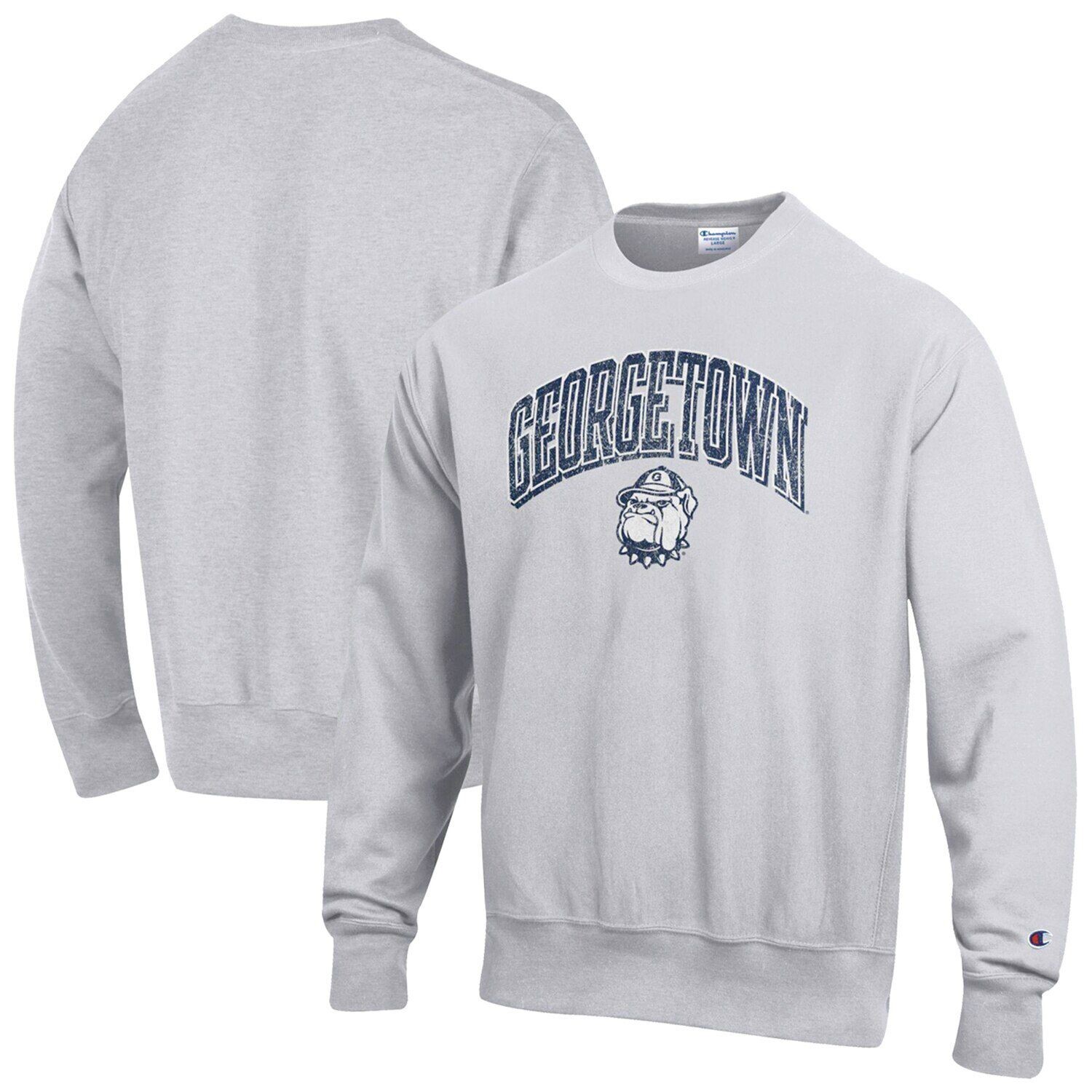 

Мужской серый пуловер с обратным плетением Georgetown Hoyas Arch Over Logo свитшот Champion