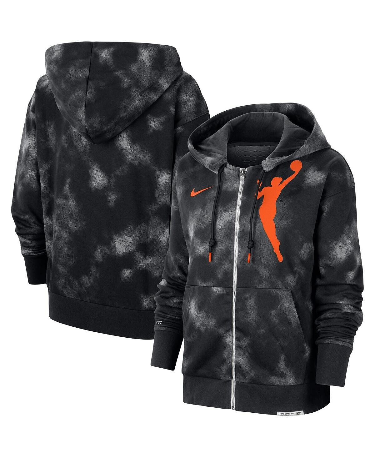 

Женская черная толстовка с молнией во всю длину и логотипом WNBA Team 13 Tie-Dye Performance Nike, черный