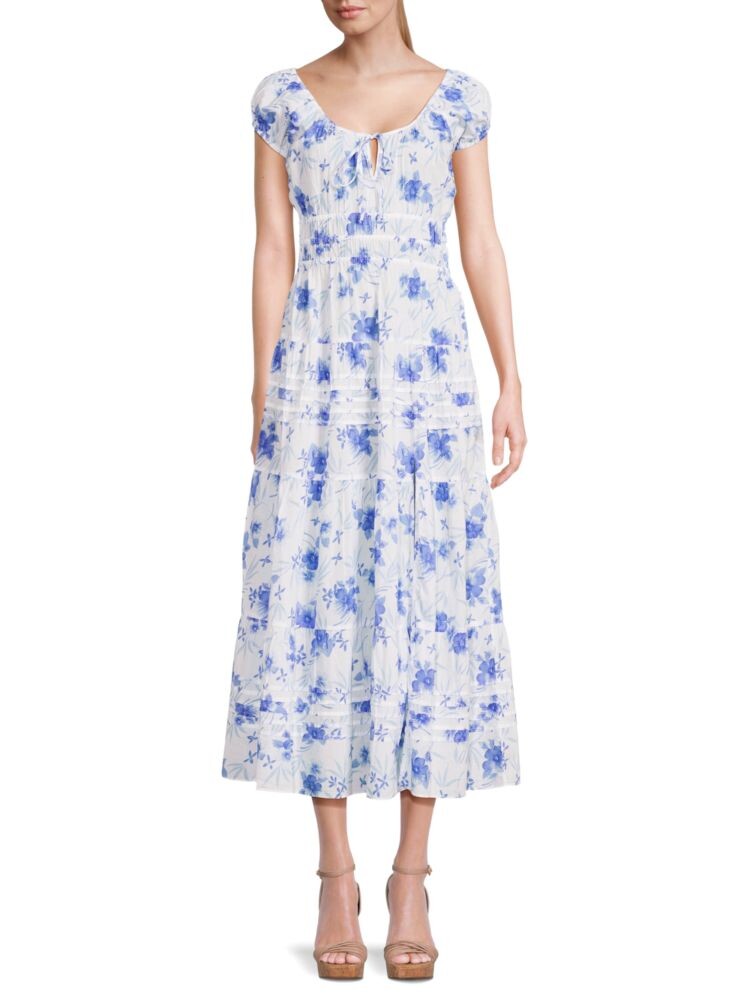 

Платье миди Magdaline с цветочным принтом Loveshackfancy, цвет Blue White