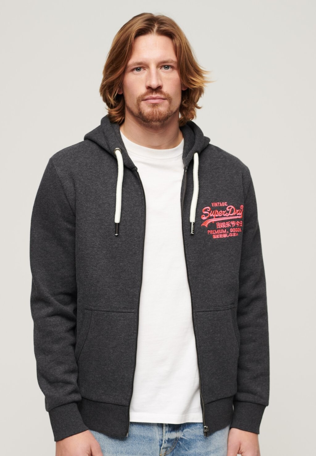 

Толстовка на молнии VINTAGE LOGO Superdry, темно-серый