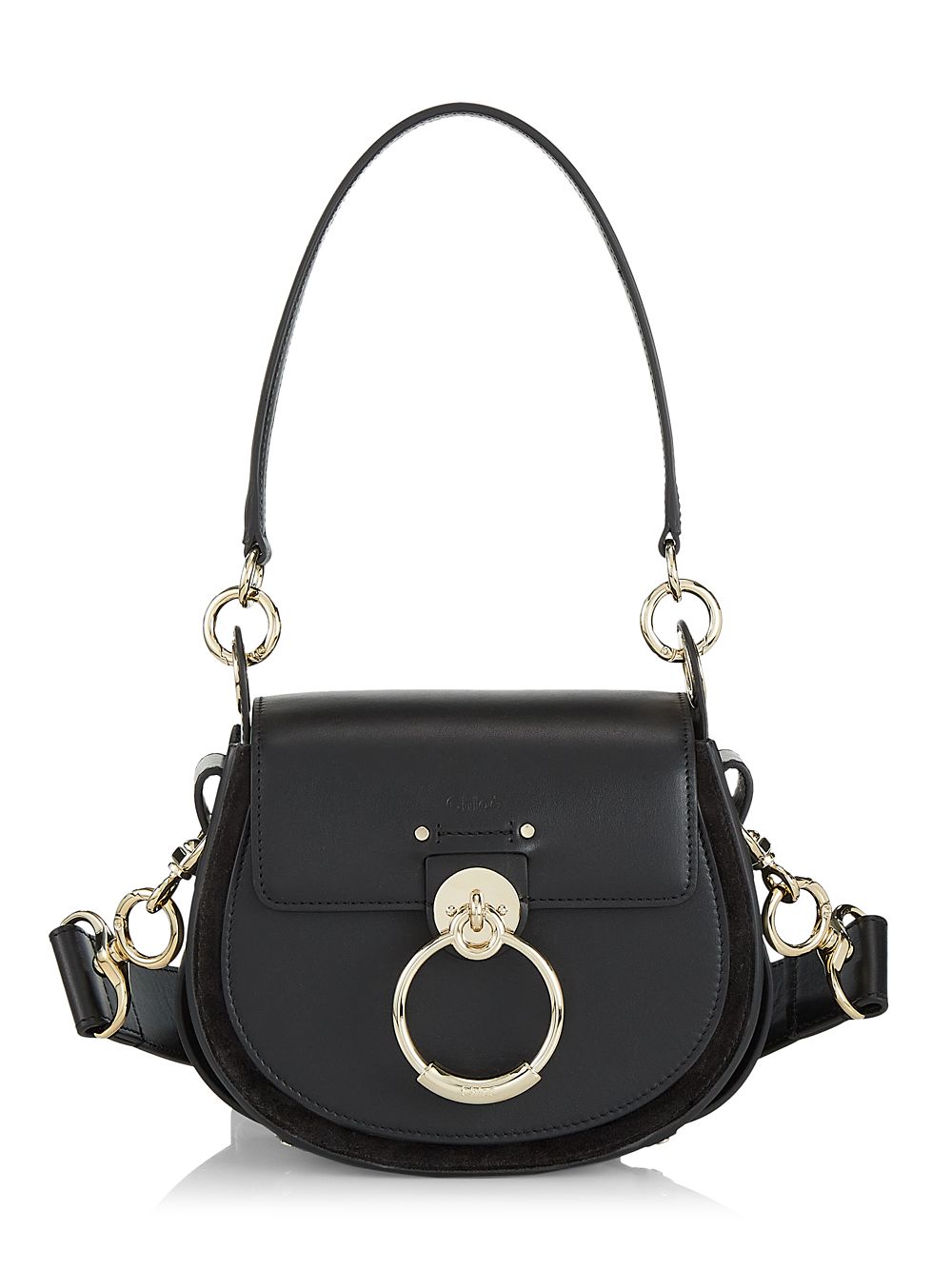 Маленькая кожаная седельная сумка Tess Chloé, черный цена и фото