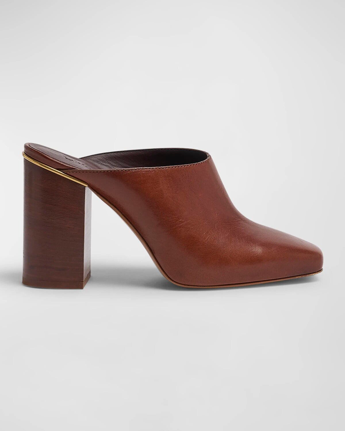 

Мюли Ambre из телячьей кожи на блочном каблуке Chloe, цвет Cognac Brown
