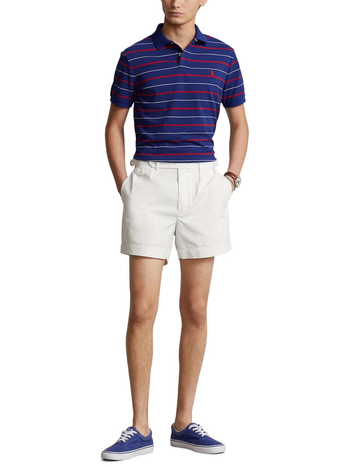 

Рубашка-поло с короткими рукавами и полосками Ralph Lauren, синий/мульти