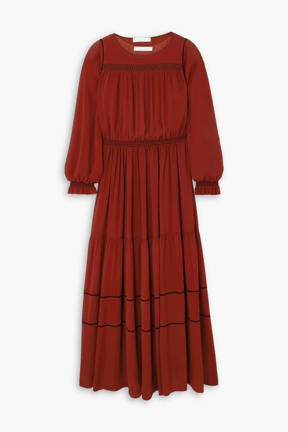 

Платье макси с вышивкой из жоржета See By Chloé, кирпич