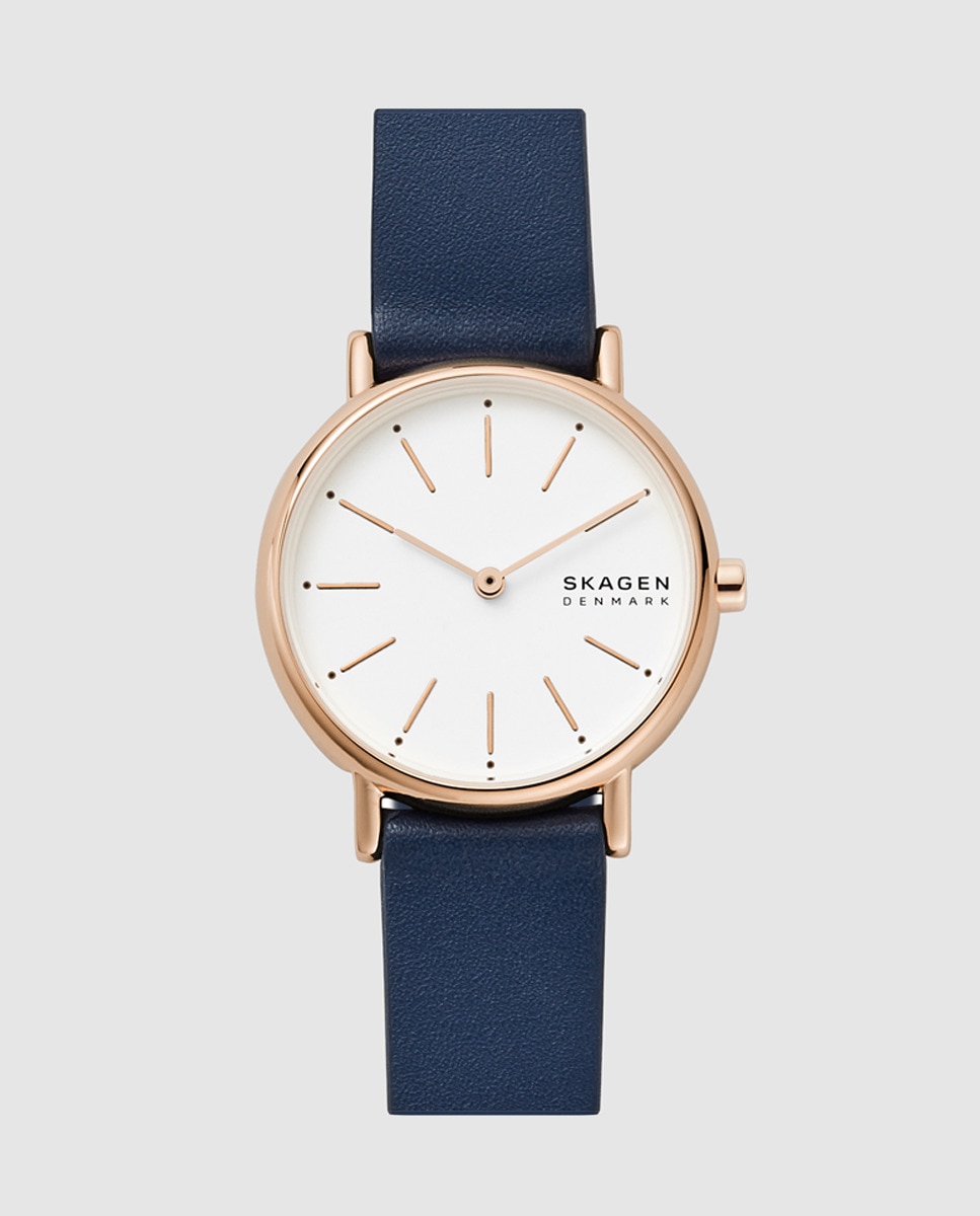 Skagen Signatur SKW2838 синие кожаные женские часы Skagen, синий браслет с белым и синим агатом