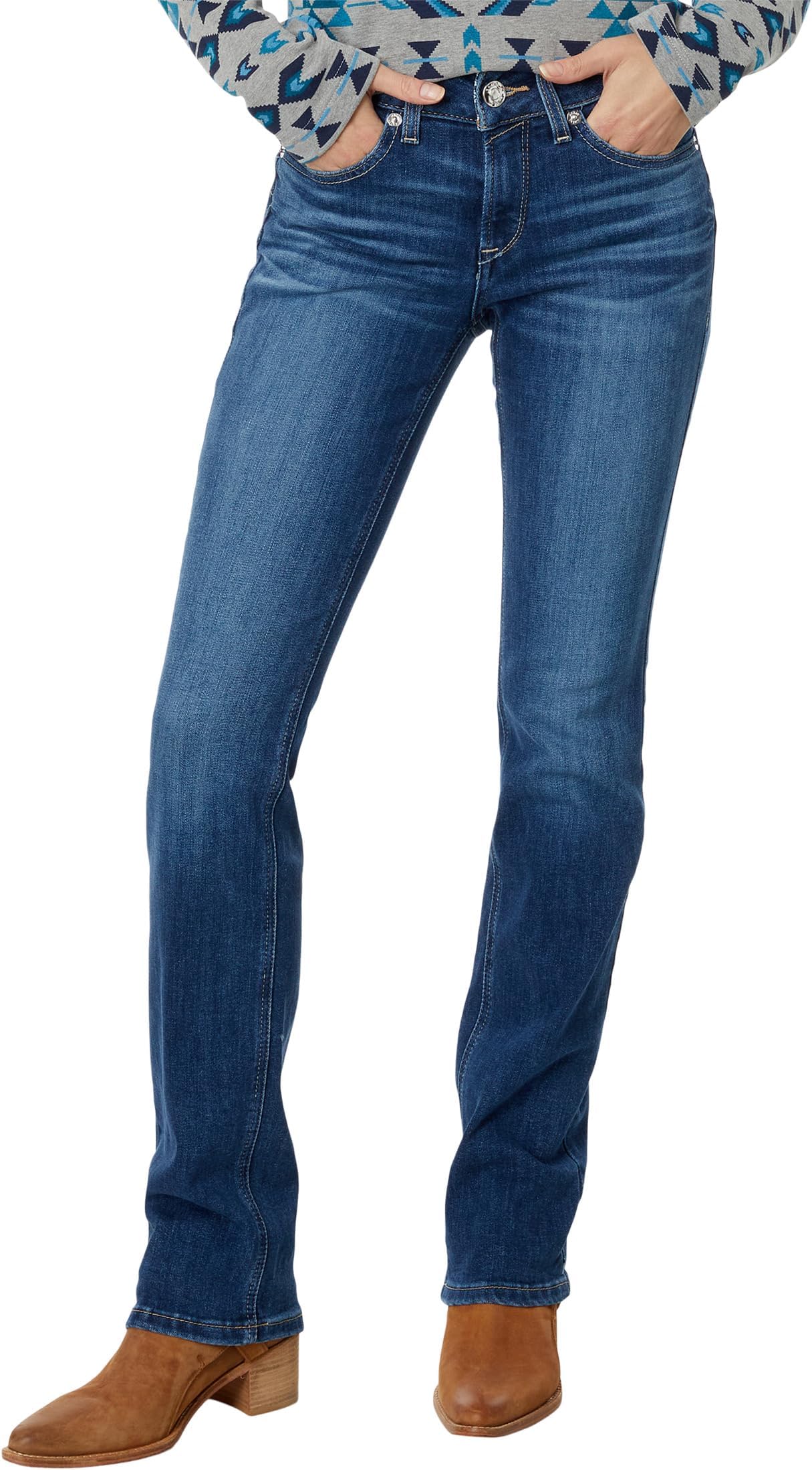 цена Джинсы Real Perfect Rise Abby Straight Leg Jeans Ariat, цвет Mackenzie