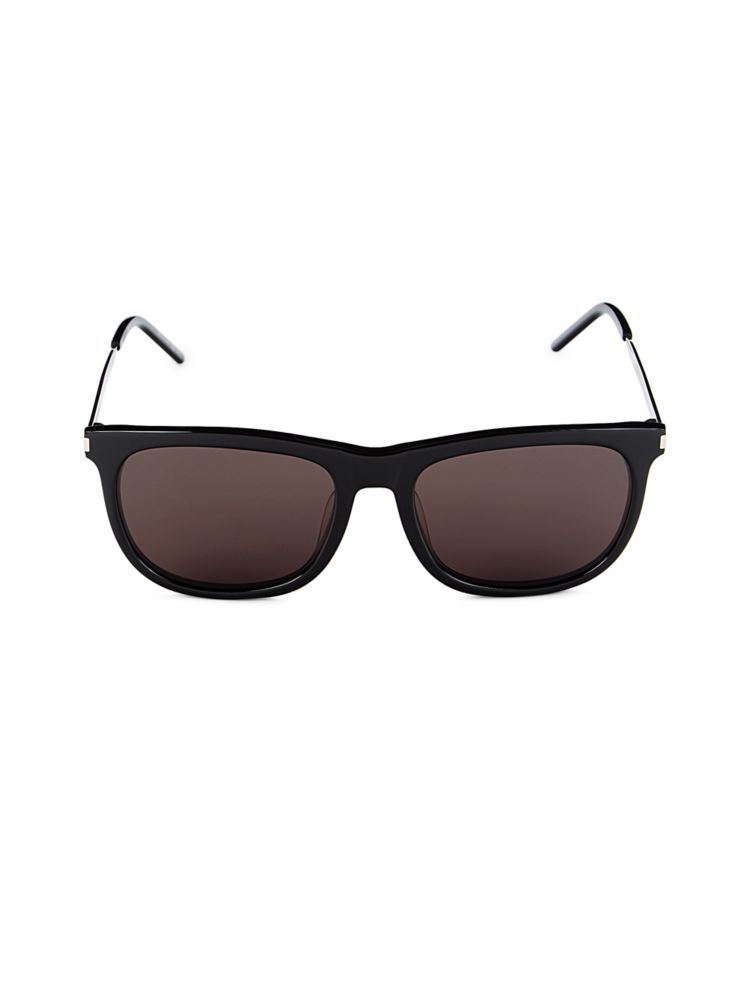 Овальные солнцезащитные очки 56MM Saint Laurent, черный цена и фото