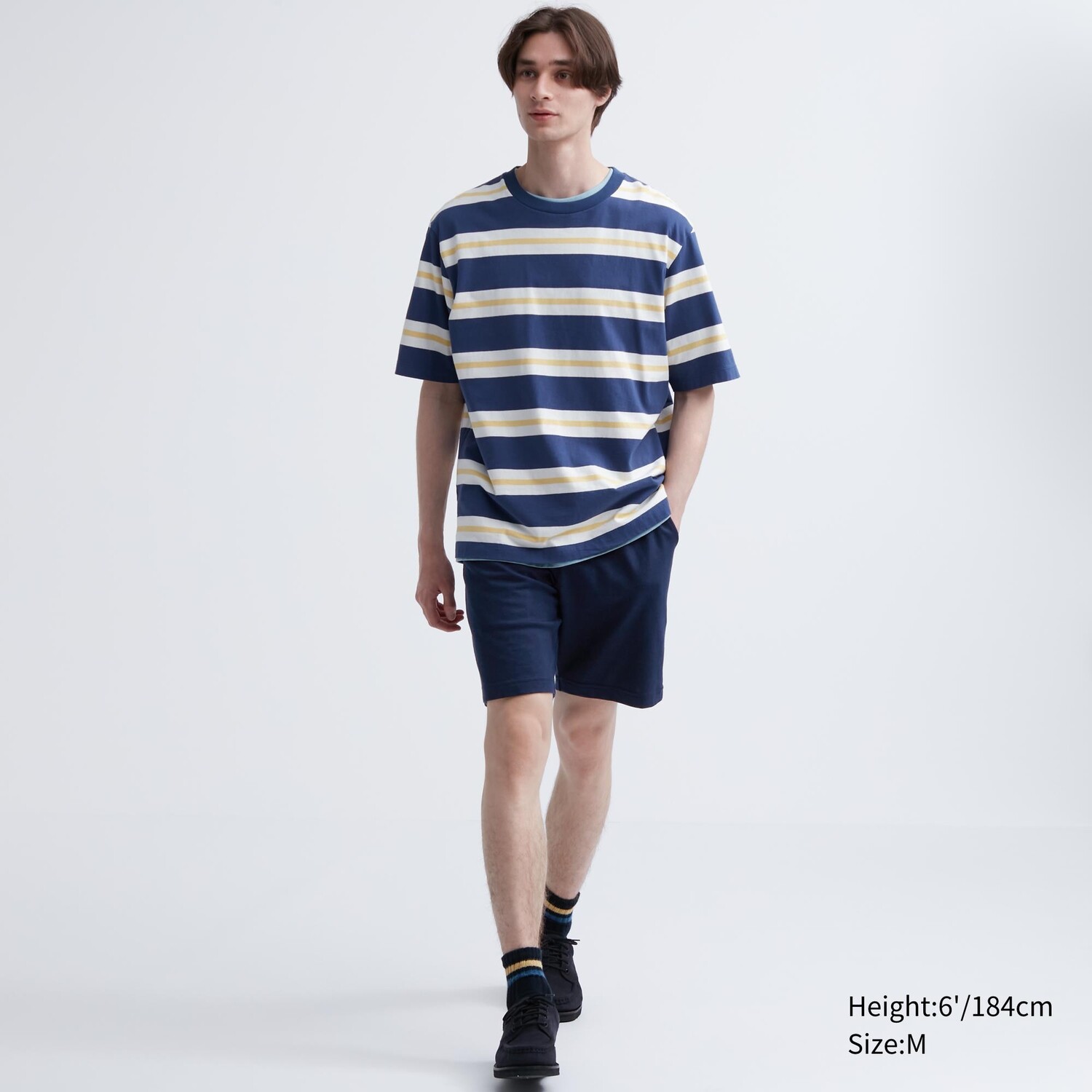 

Шорты-бермуды Uniqlo AIRism Relax хлопковые, темно-синий