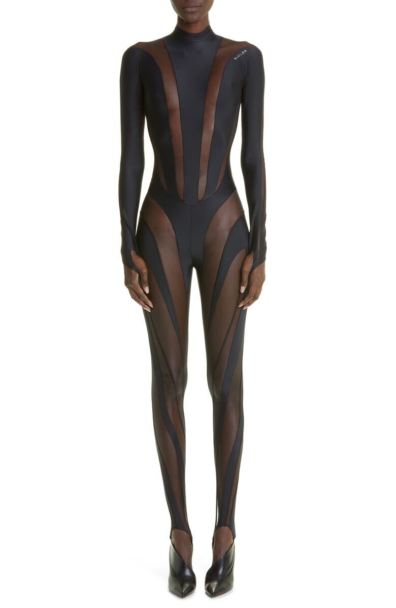 

Комбинезон со вставками Spiral Illusion MUGLER, черный