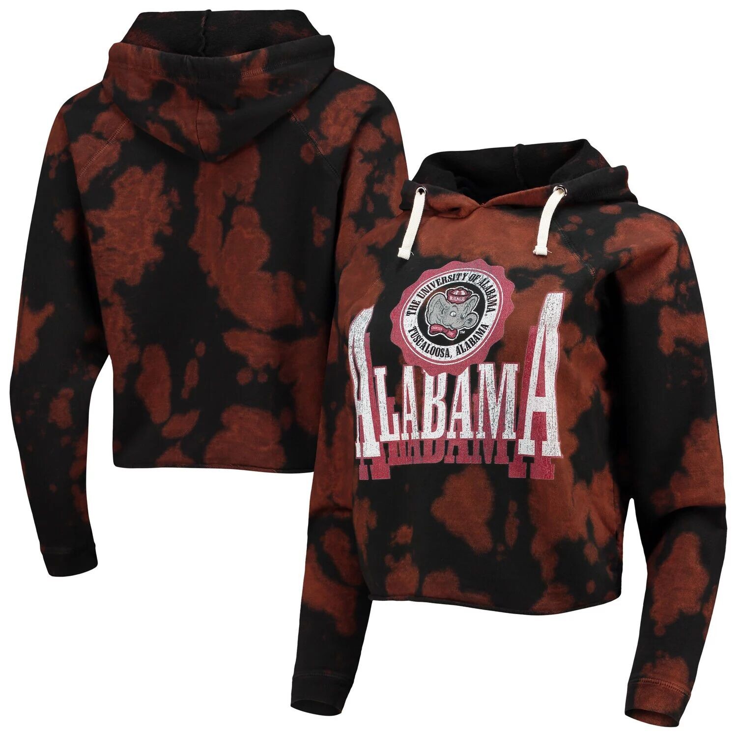 

Женский оригинальный ретро-брендовый черный Alabama Crimson Tide Vault, винтажный укороченный пуловер с капюшоном реглан
