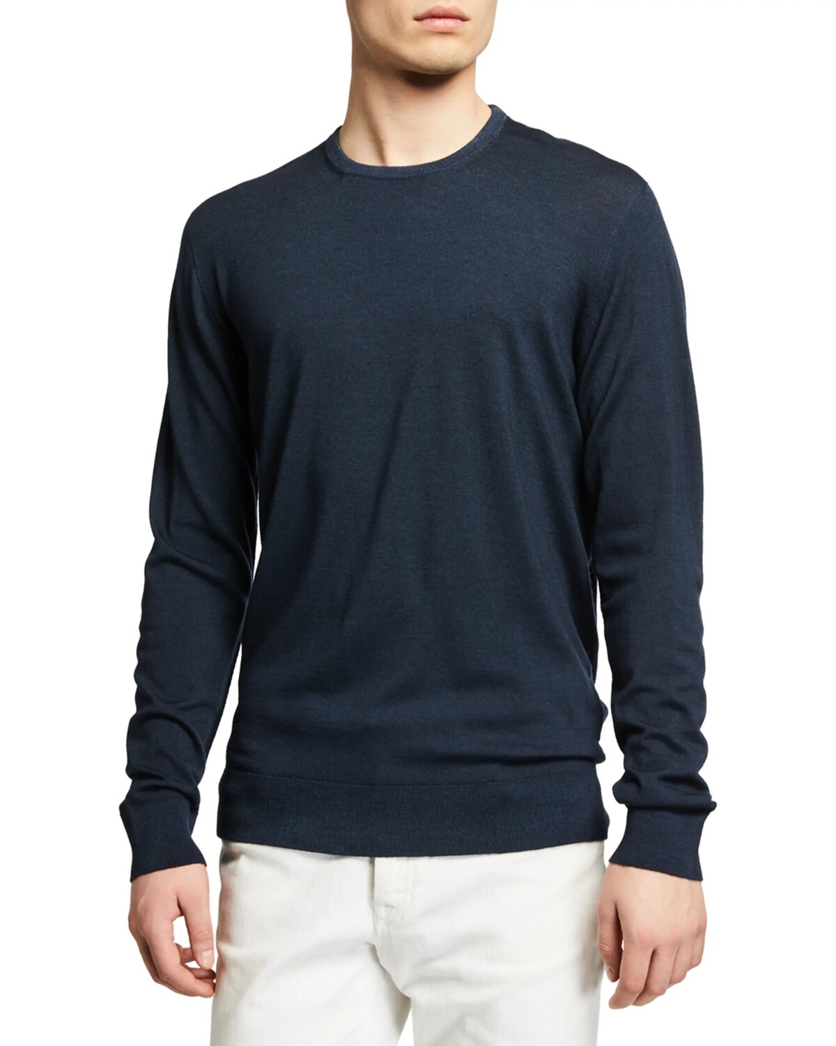 

Мужской шерстяной свитер, выстиранный в готовом виде Corneliani, цвет Navy