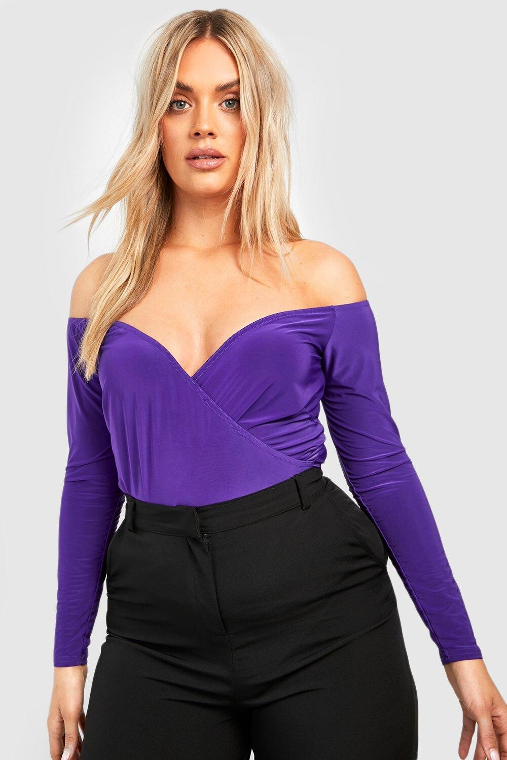 

Облегающий топ с запахом от плеч Boohoo, фиолетовый