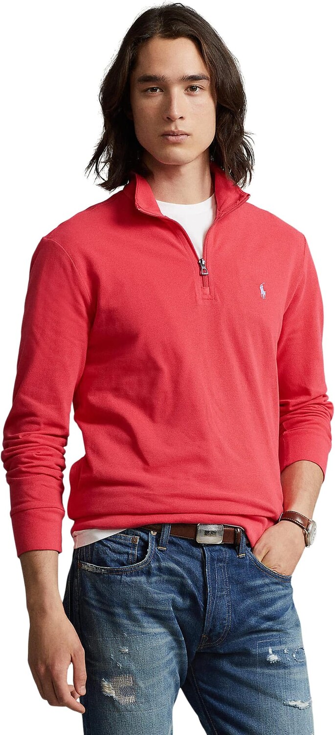 

Хлопковый сетчатый пуловер на молнии 1/4 Polo Ralph Lauren, красный