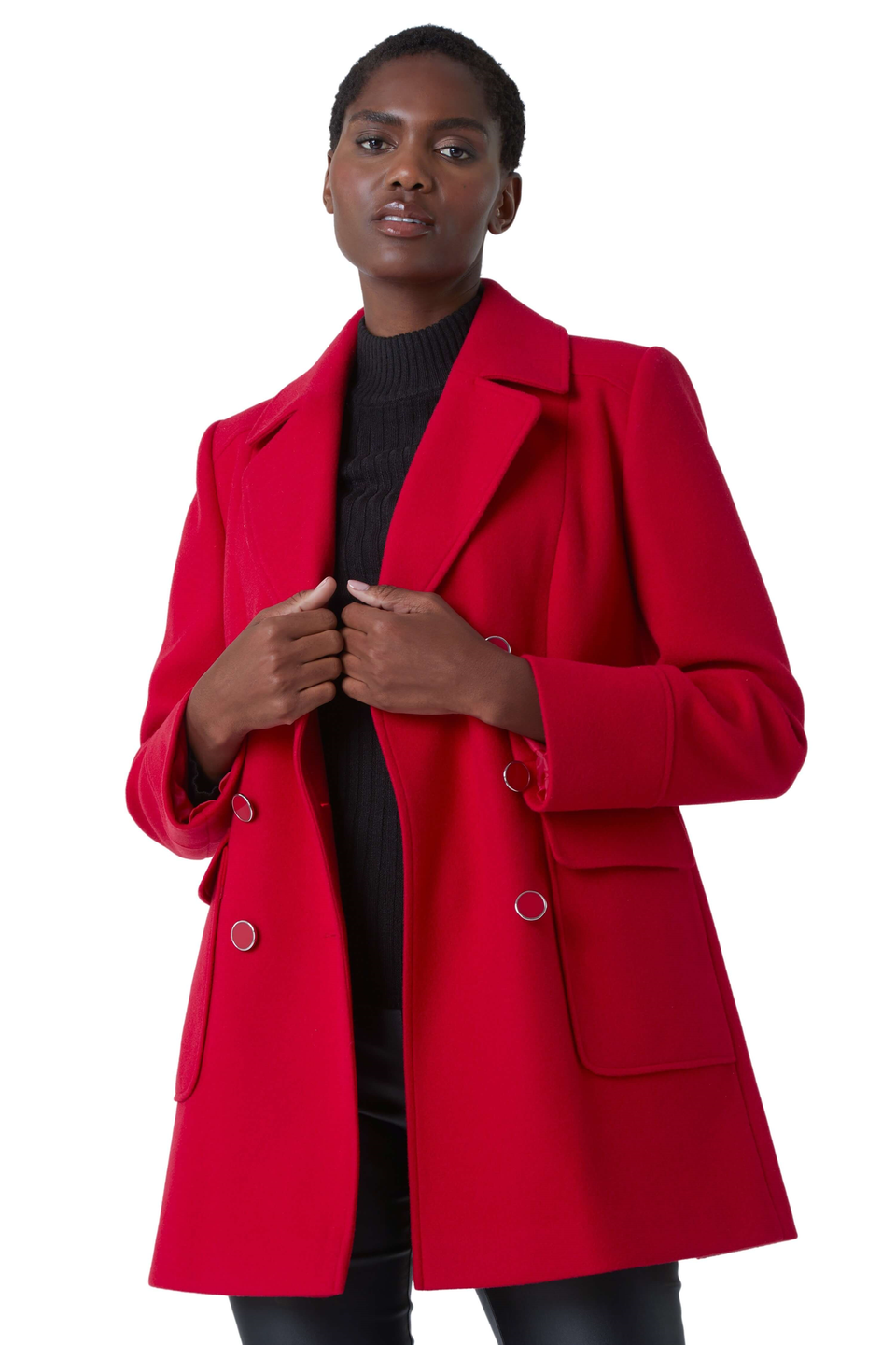 Красное двубортное удлиненное пальто Roman 12⠀storeez пальто двубортное на поясе с шелком