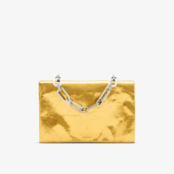 

Сумка-Клатч Yua из металлизированной кожи Allsaints, золотой