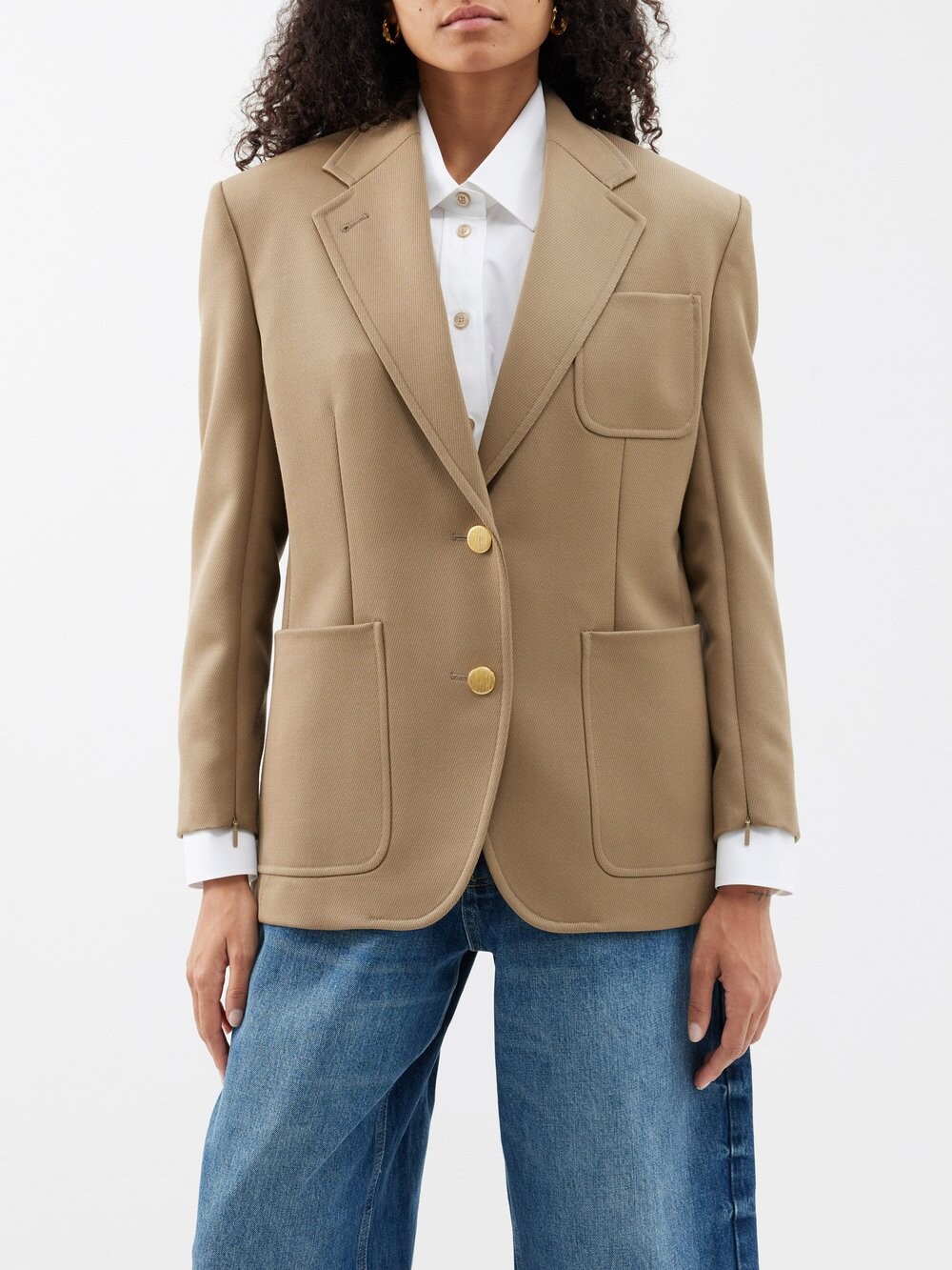 Куртка оверсайз из шерсти horsebit Gucci, бежевый