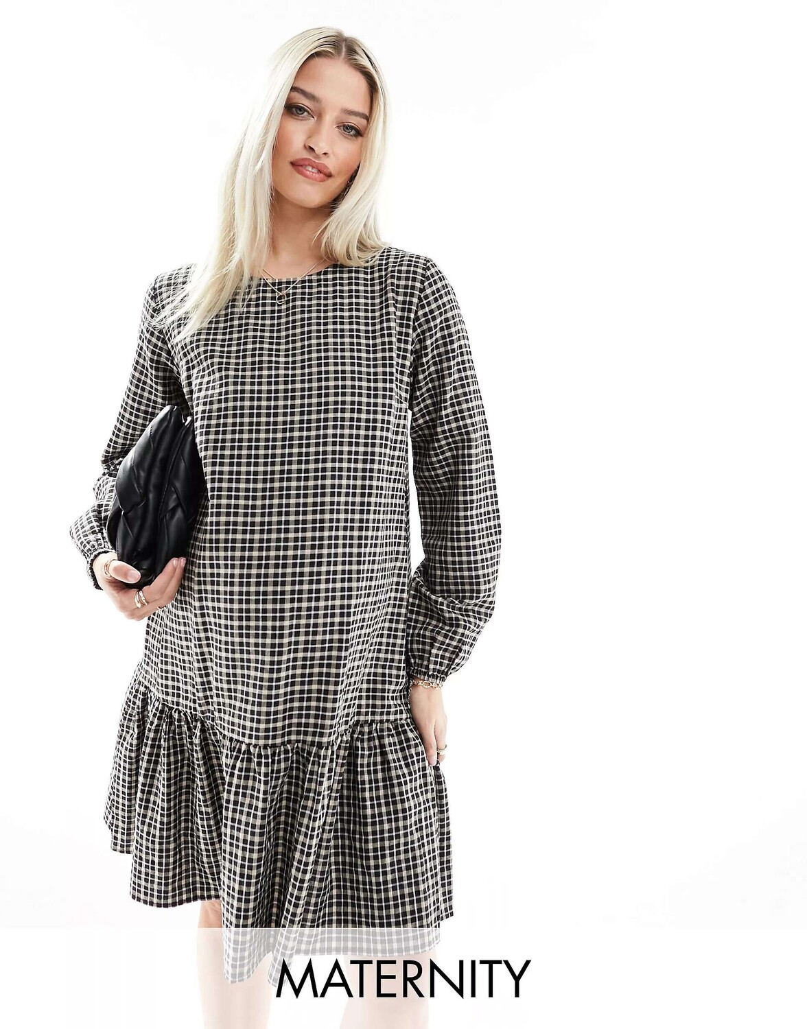 

Платье мини в клетку с заниженной талией Mamalicious Maternity Mama.licious