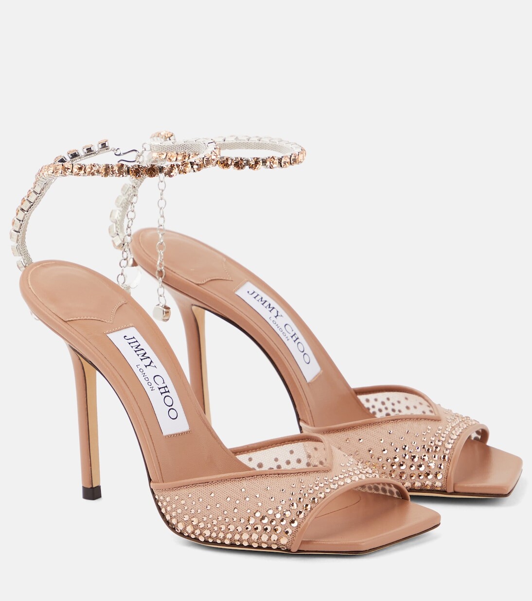 Босоножки saeda 100 с декором Jimmy Choo, розовый