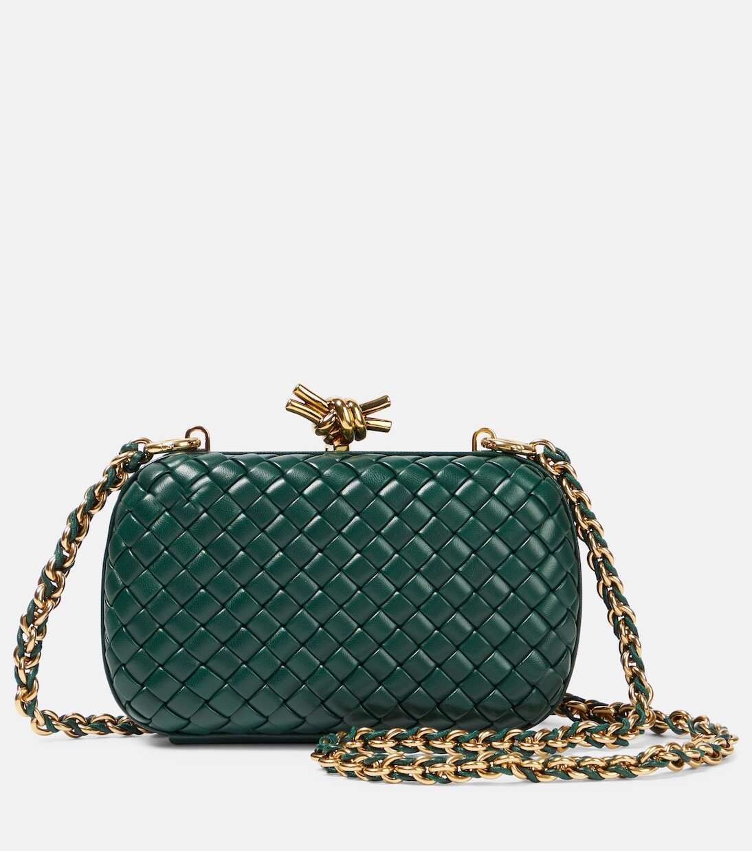 

Кожаная сумка через плечо с узлом Bottega Veneta, зеленый