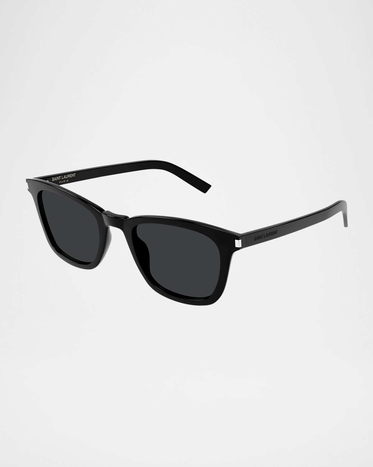 

Узкие квадратные солнцезащитные очки из ацетата Saint Laurent, цвет Shiny Solid Black