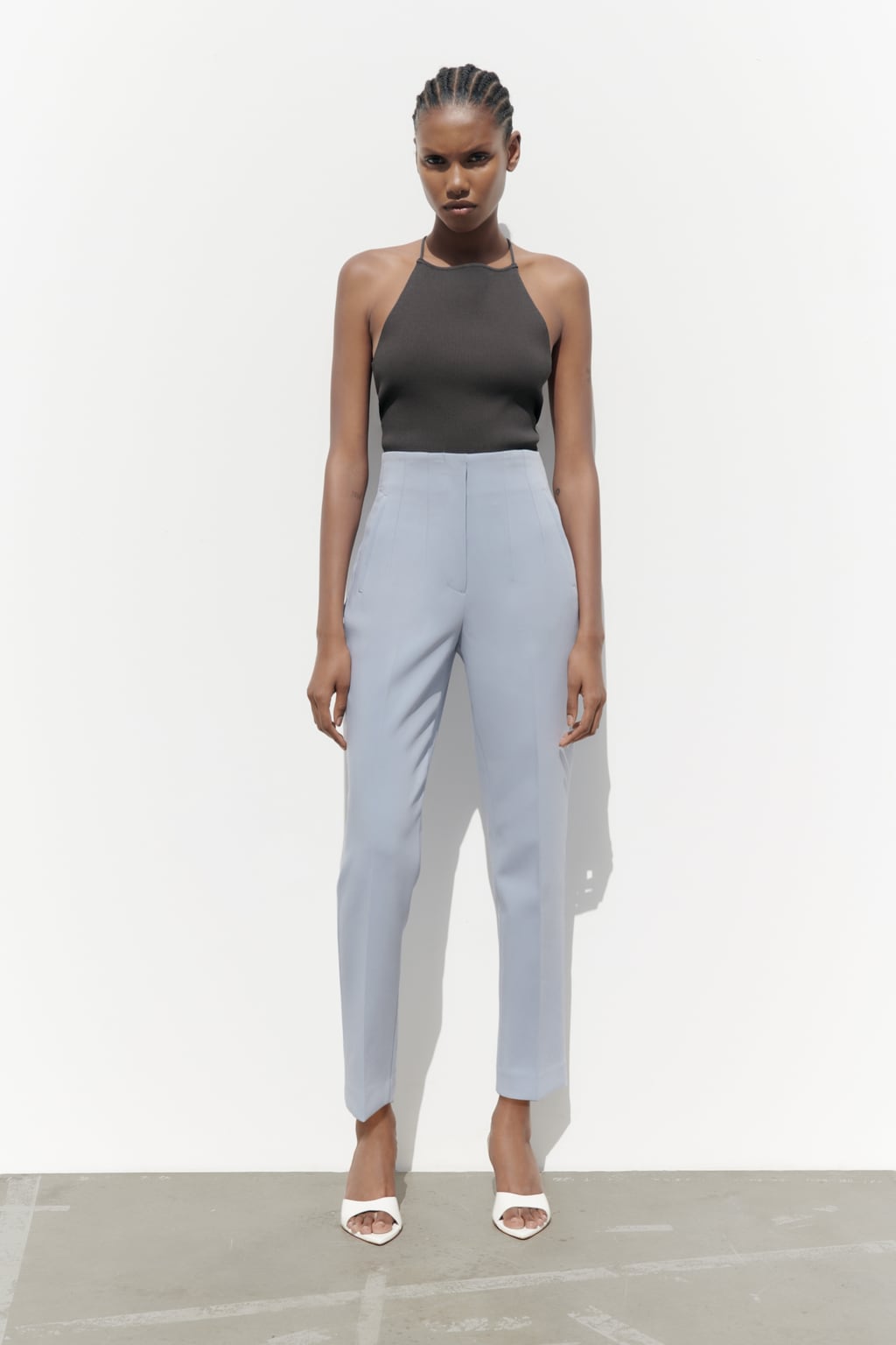 

Брюки с высокой талией ZARA, синий