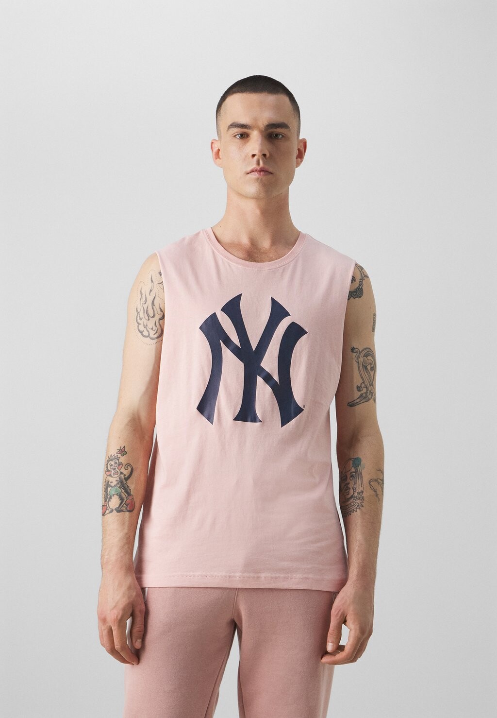 

Team Mlb New York Yankees Primary Logo Graphic Tank Fanatics, цвет silver pink