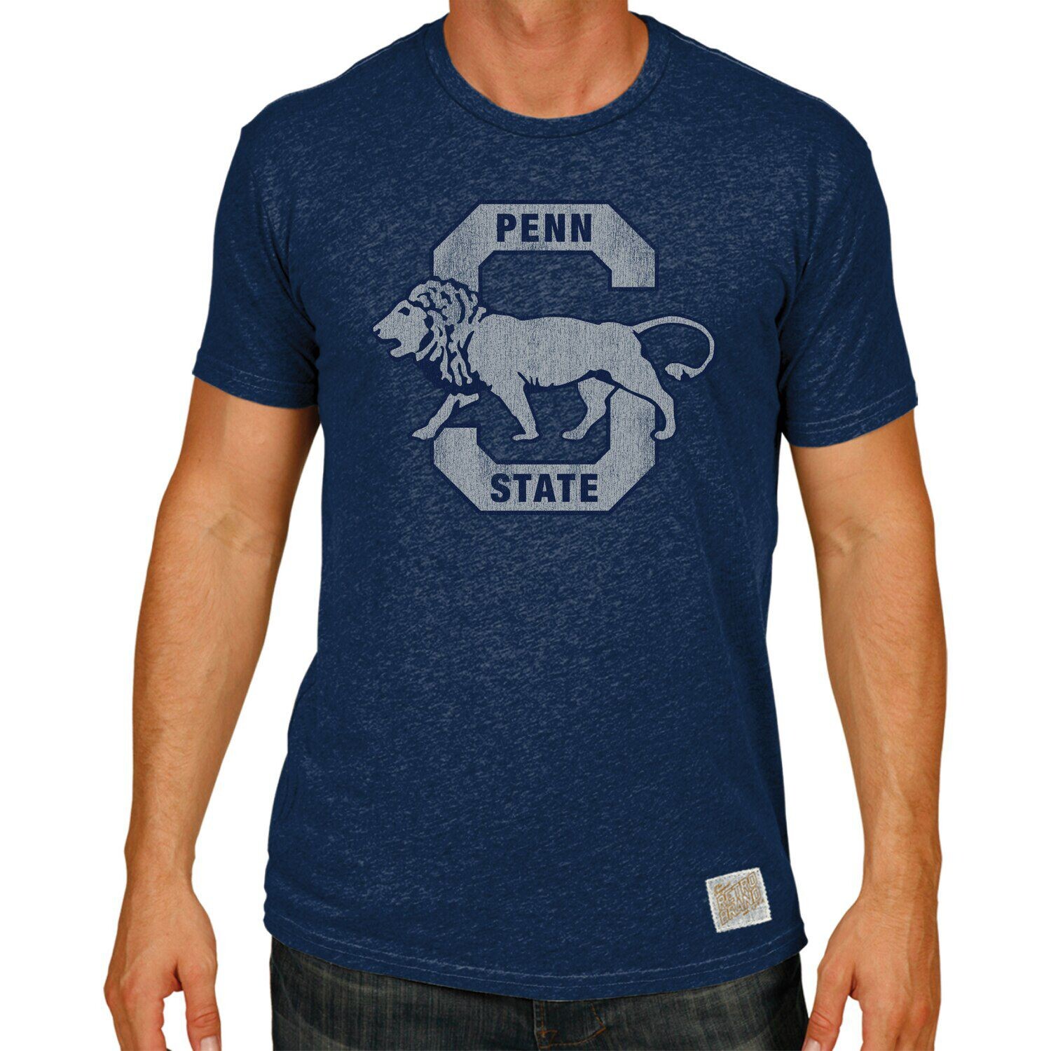 

Мужская оригинальная брендовая ретро-темно-синяя футболка Penn State Nittany Lions Big & Tall Mock Twist