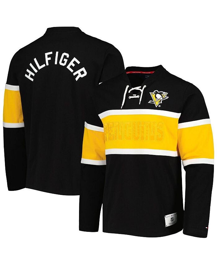 

Мужской черный топ на шнуровке с длинными рукавами Pittsburgh Penguins Walter Tommy Hilfiger, черный