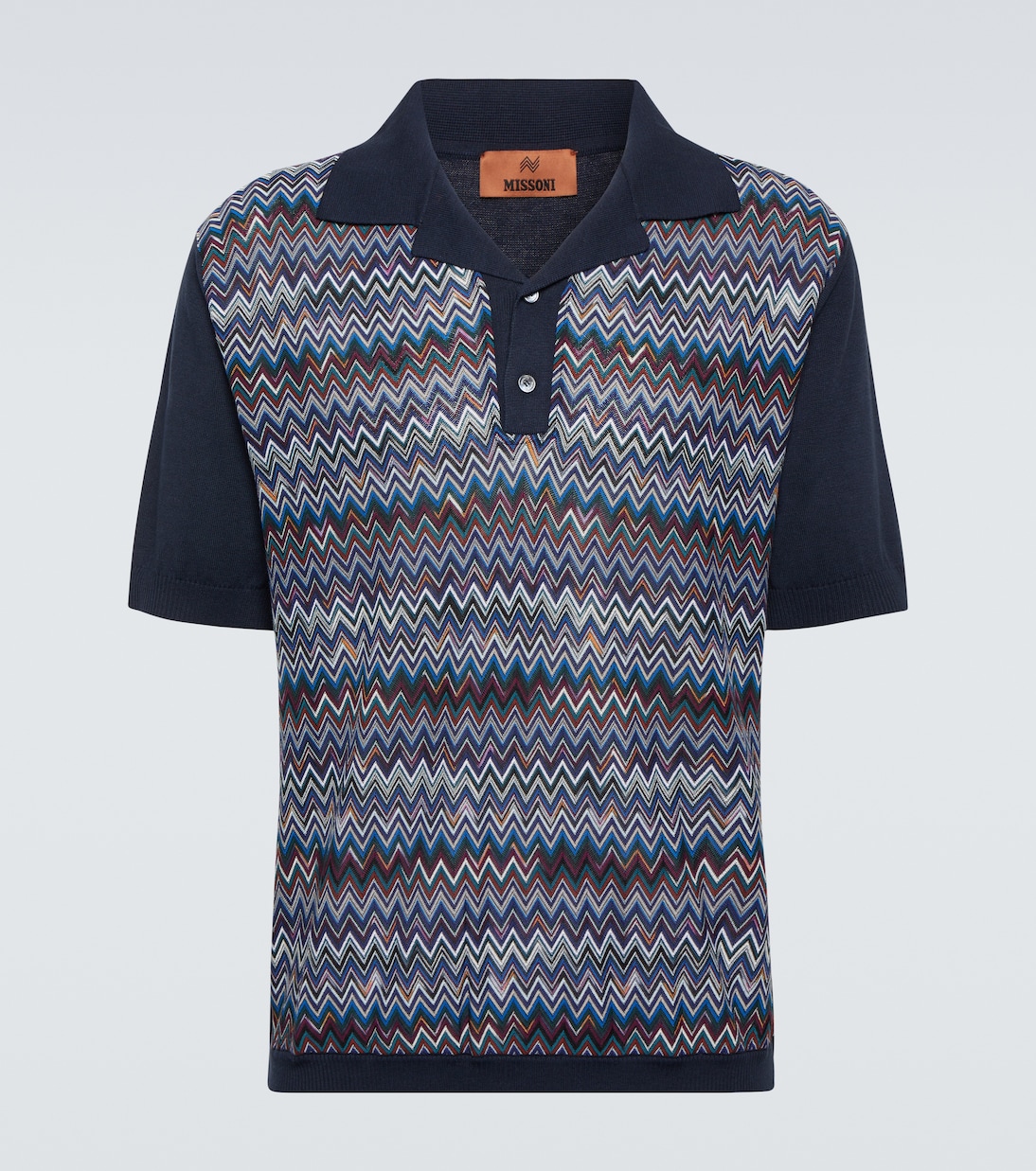 Рубашка-поло из смесового хлопка с зигзагом Missoni, мультиколор полосатая рубашка поло из хлопка missoni синий