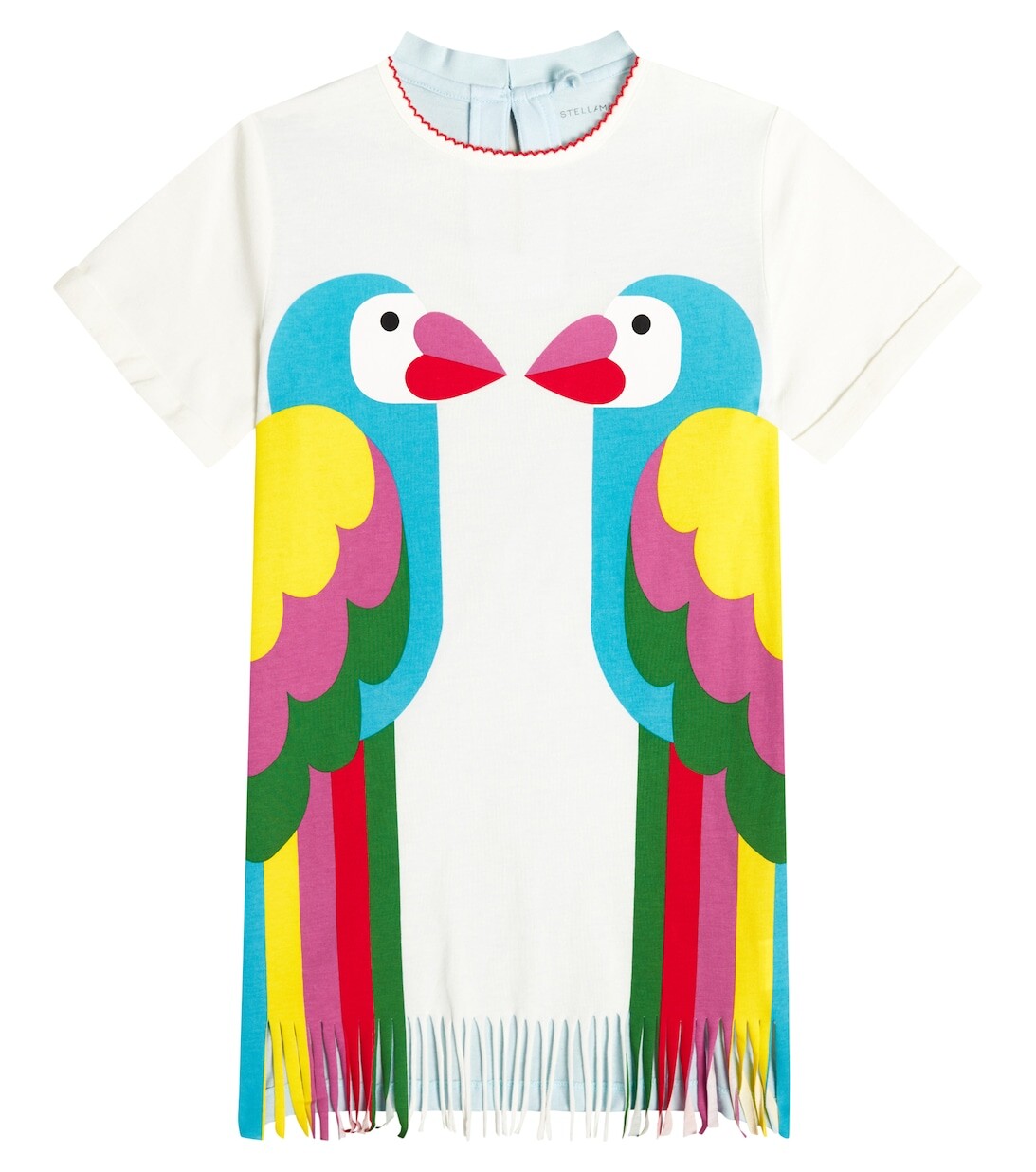

Хлопковое платье с бахромой и принтом Stella McCartney Kids, разноцветный