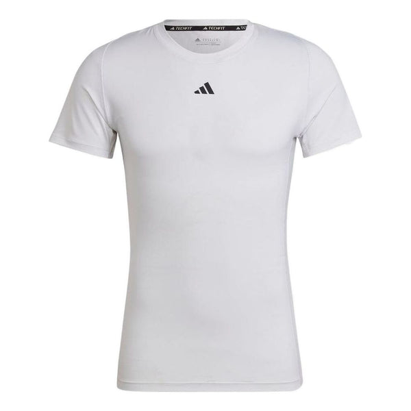 Футболка Men's adidas Solid Color Logo Round Neck Pullover Slim Fit Short Sleeve White T-Shirt, белый