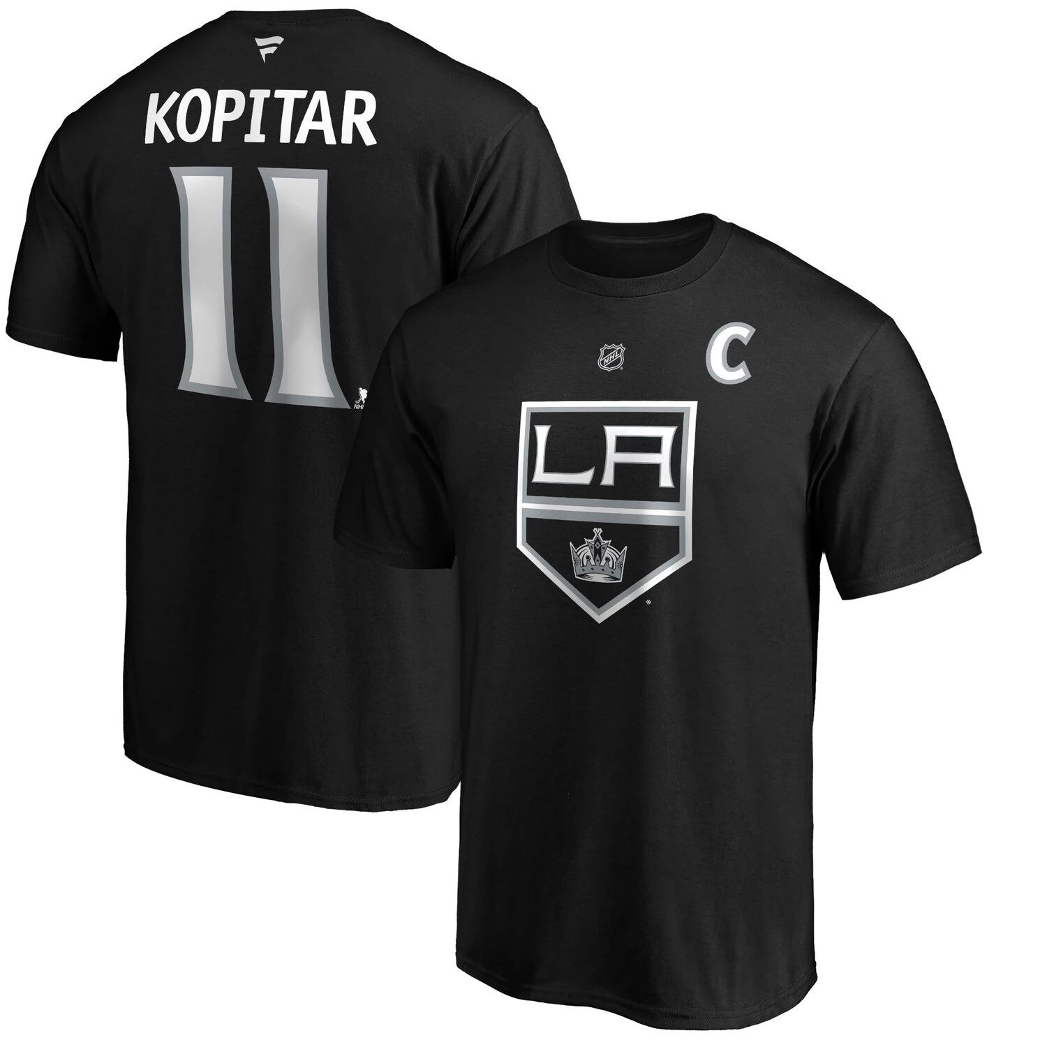 Мужская черная фирменная футболка команды Los Angeles Kings Anze Kopitar с аутентичным именем и номером Stack Fanatics