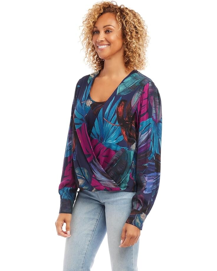 

Топ Karen Kane Drape Front Top, цвет Print