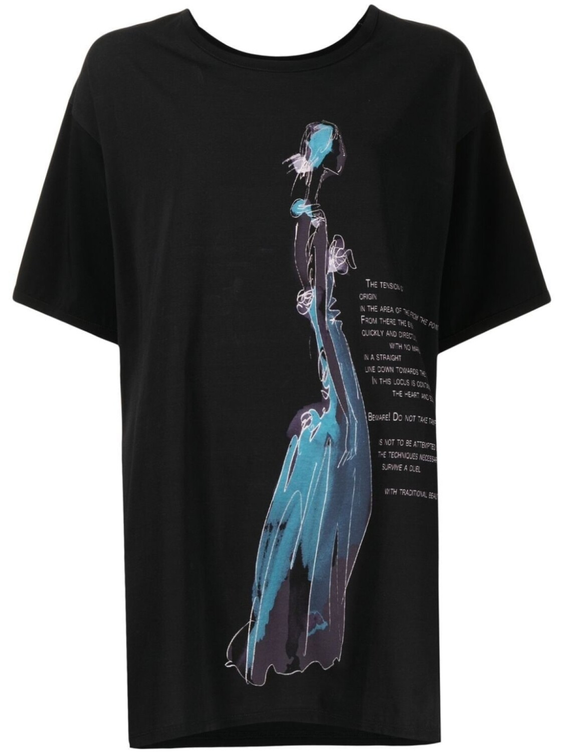 

Yohji Yamamoto футболка с графичным принтом, черный