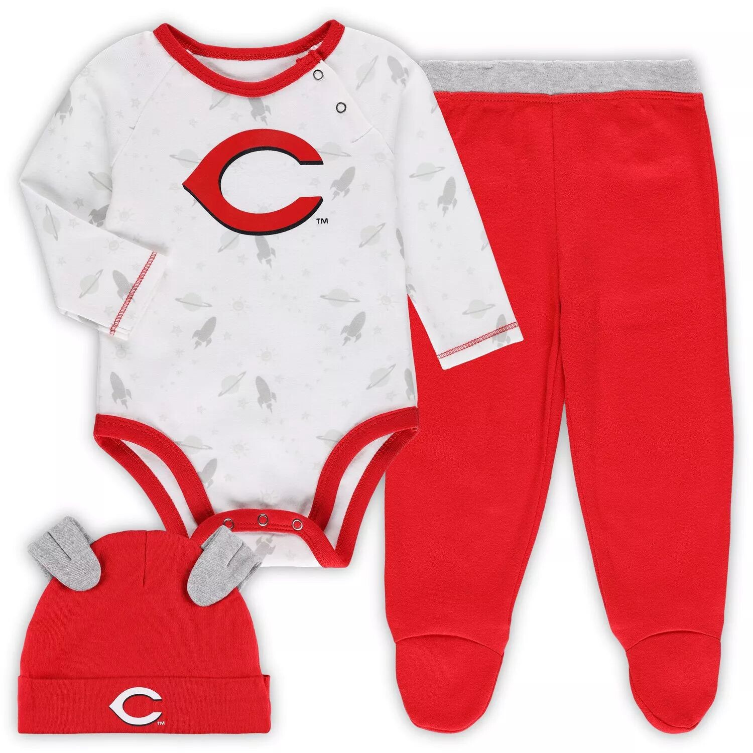 

Красный/белый комплект для новорожденных и младенцев Cincinnati Reds Dream Team, боди, шапка и штаны на ножках Outerstuff