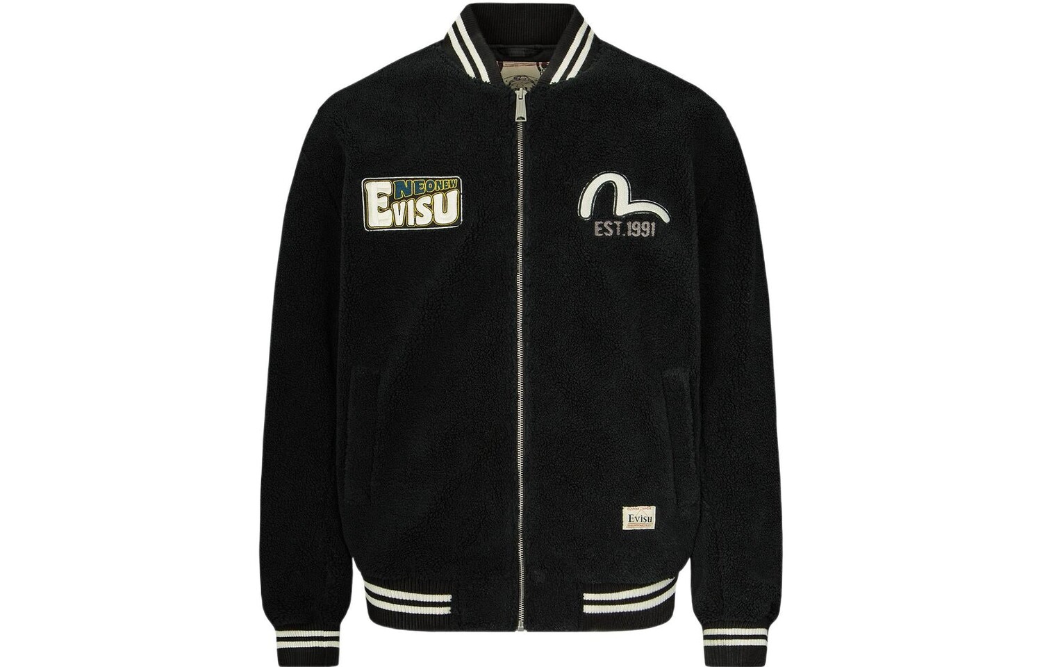 

Бомбер EVISU Daruma с кожаной нашивкой, черный