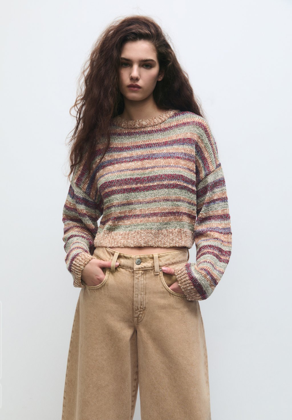 

Свитер Striped Rustic PULL&BEAR, цвет ochre