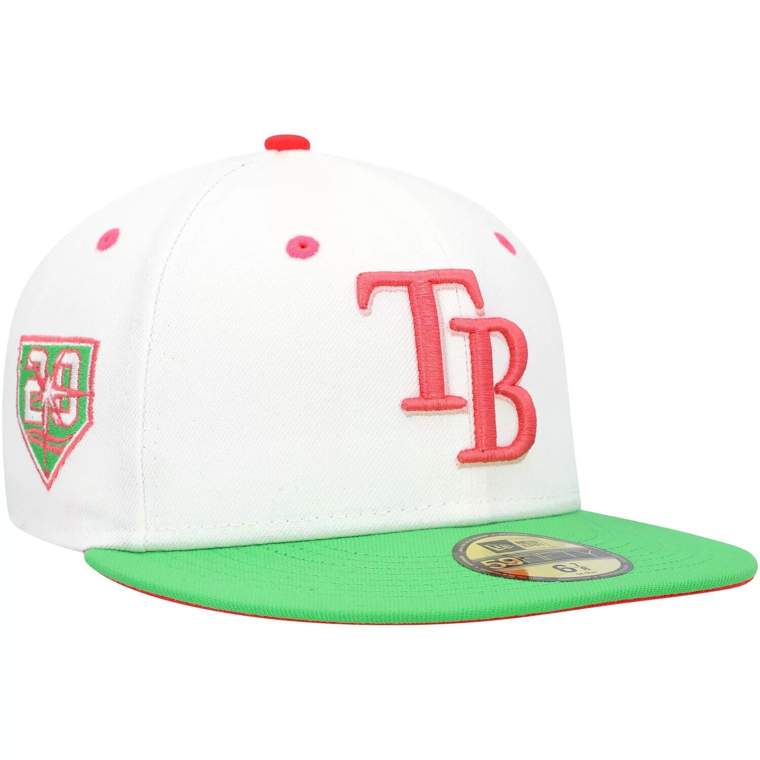 

Мужская облегающая шляпа New Era белого/зеленого цвета Tampa Bay Rays 20th Anniversary Watermelon Lolli 59FIFTY