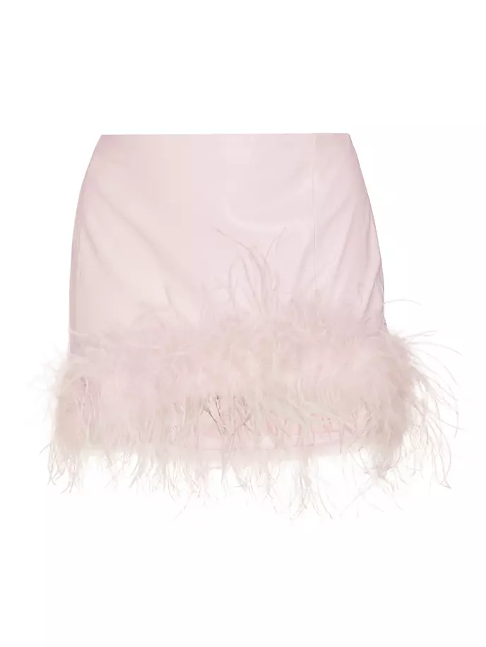 цена Мини-юбка из искусственной кожи с отделкой перьями Magnolia Lamarque, цвет pink parasol