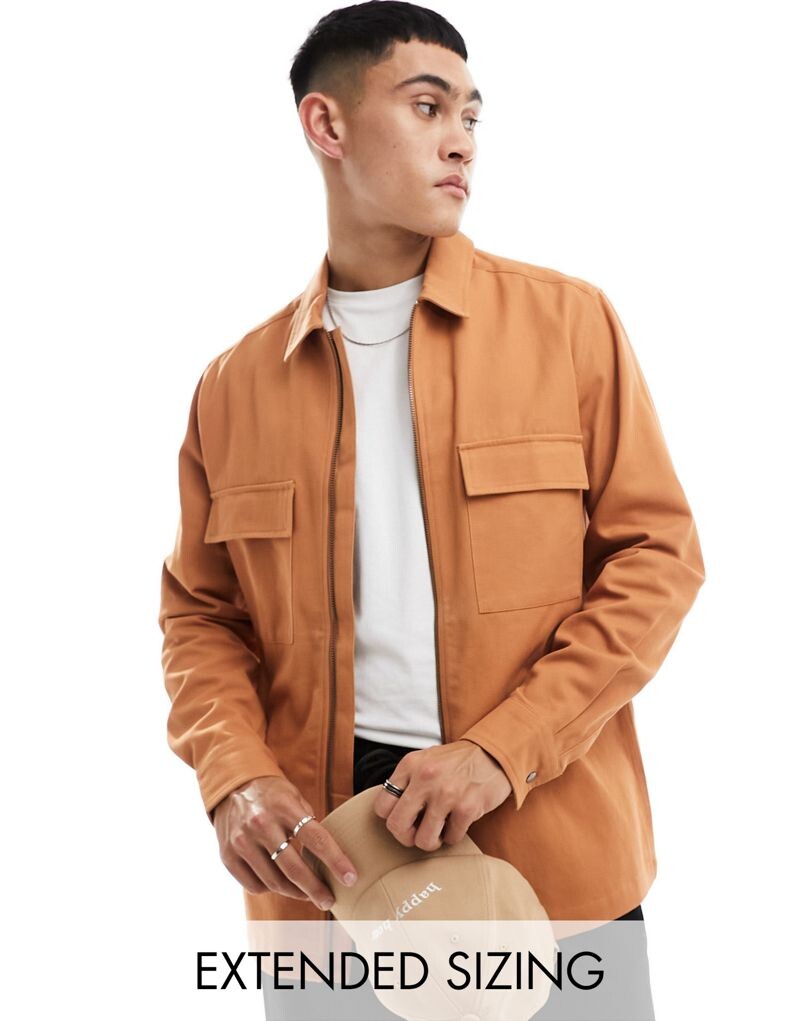 

Медно-коричневая твиловая куртка на молнии ASOS DESIGN