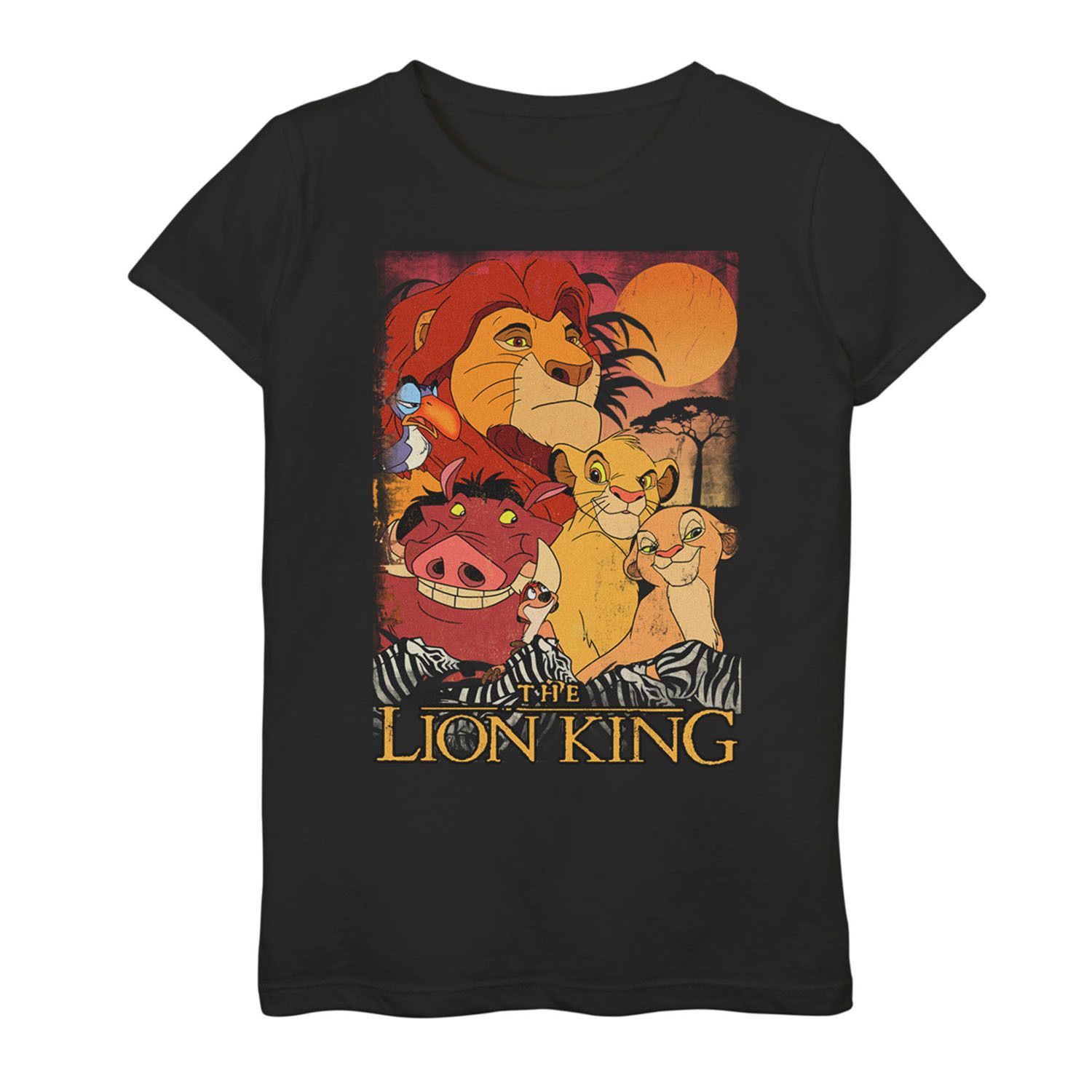 

Футболка Disney's The Lion King для девочек 7–16 лет Happy Group Shot Sunset Licensed Character, черный