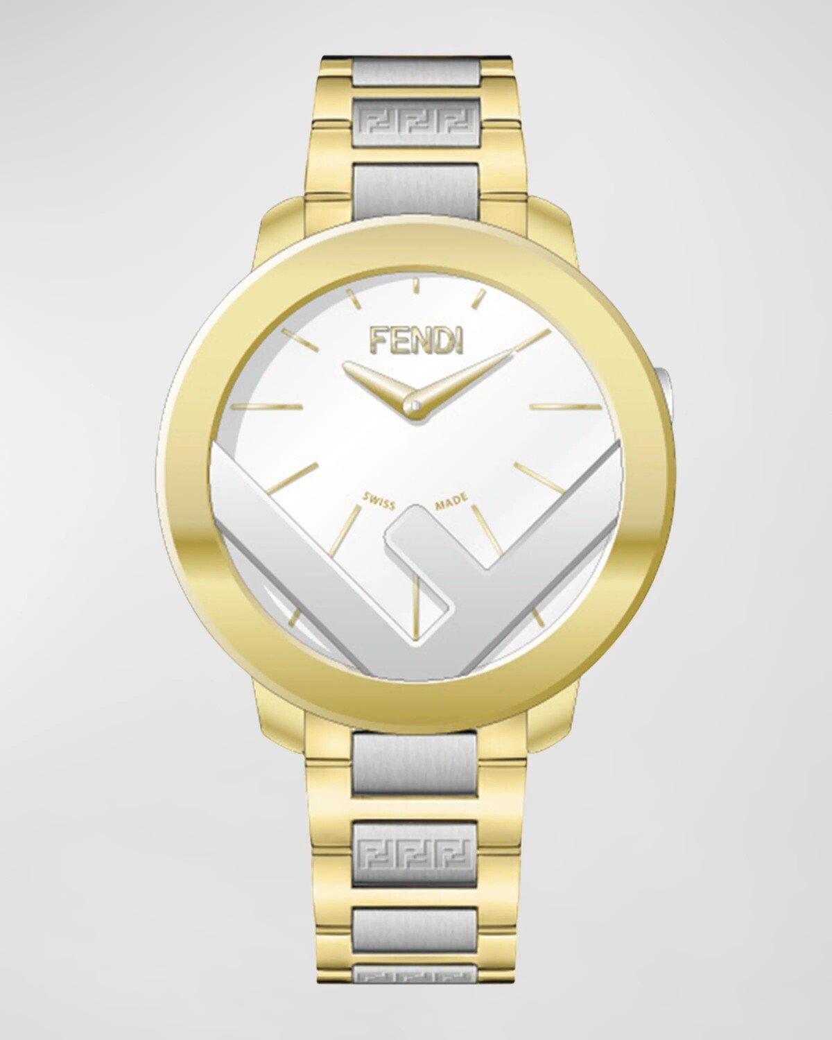 

Двухцветные часы-браслет F is Fendi FF, 28 мм, цвет Bianco