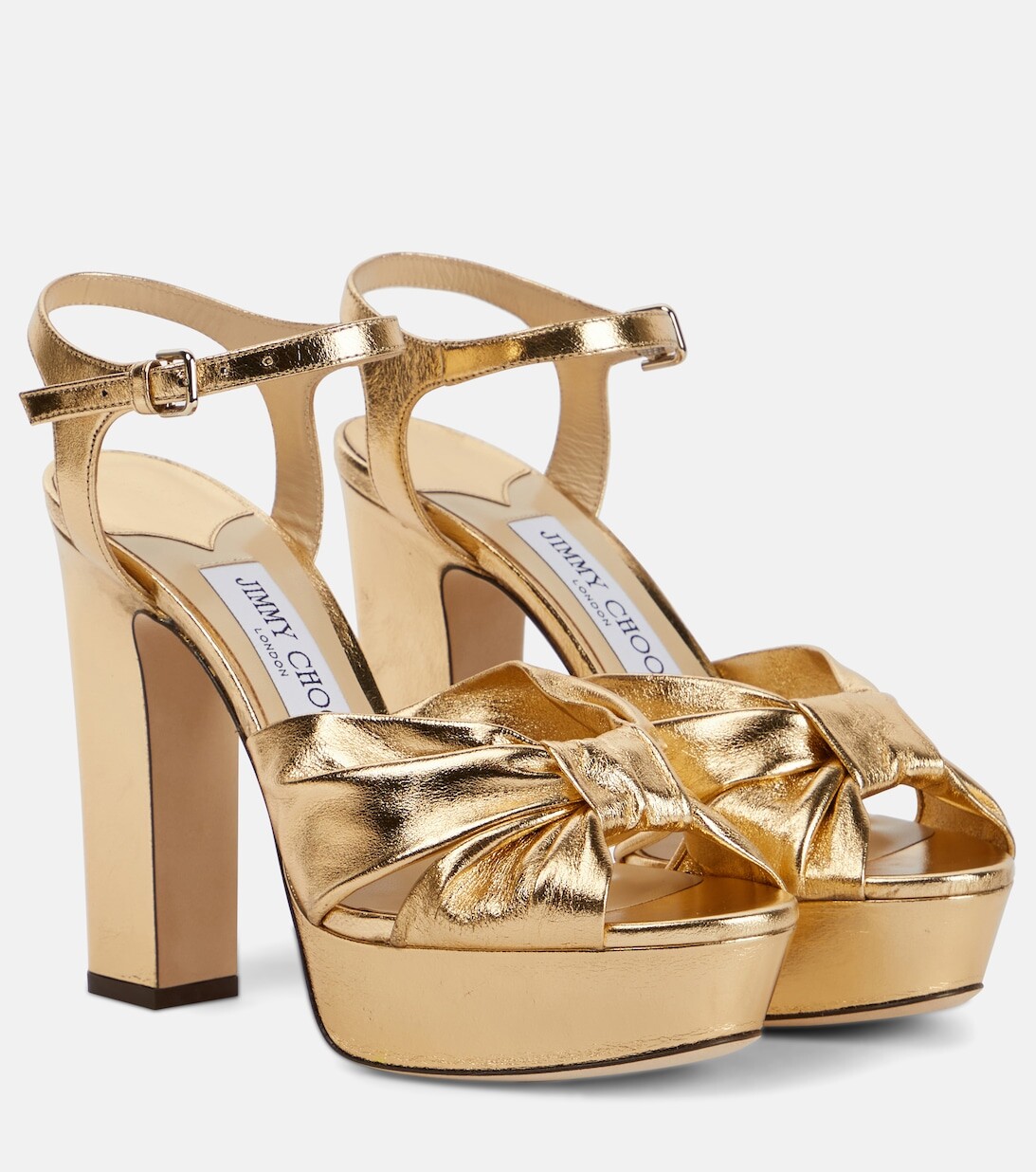 

Кожаные босоножки на платформе Heloise 120 Jimmy Choo, золотой