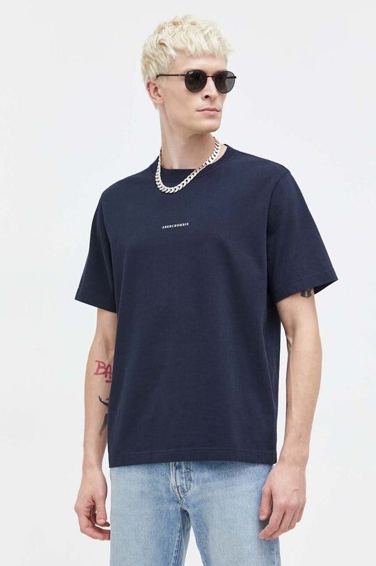 

Хлопковая футболка Abercrombie & Fitch, темно-синий