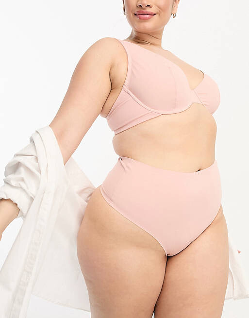 

Розовые гладкие стринги с завышенной талией ASOS DESIGN Curve Marina